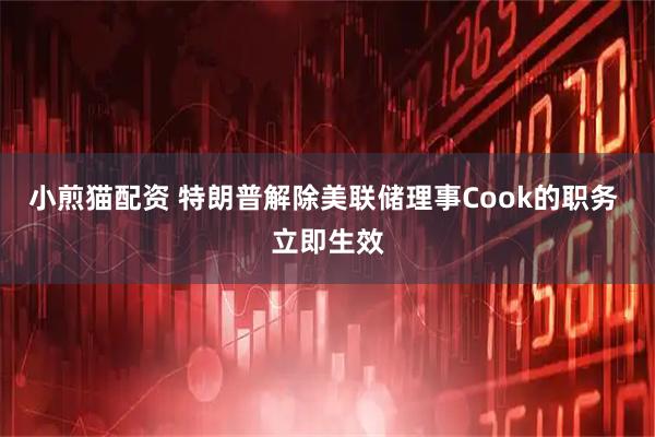 小煎猫配资 特朗普解除美联储理事Cook的职务 立即生效