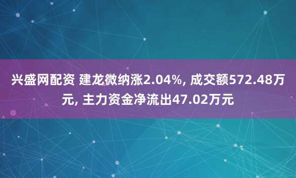 兴盛网配资 建龙微纳涨2.04%, 成交额572.48万元, 主力资金净流出47.02万元